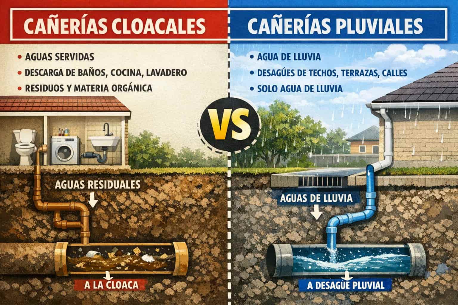 Diferencias entre tuberías cloacales y pluviales - Openagua