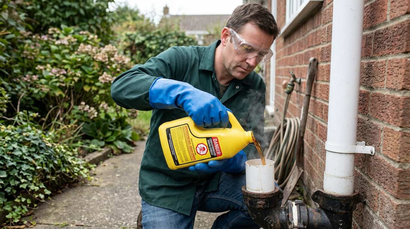 Producto químico ácido para destapar caños que puede dañar las cañerías