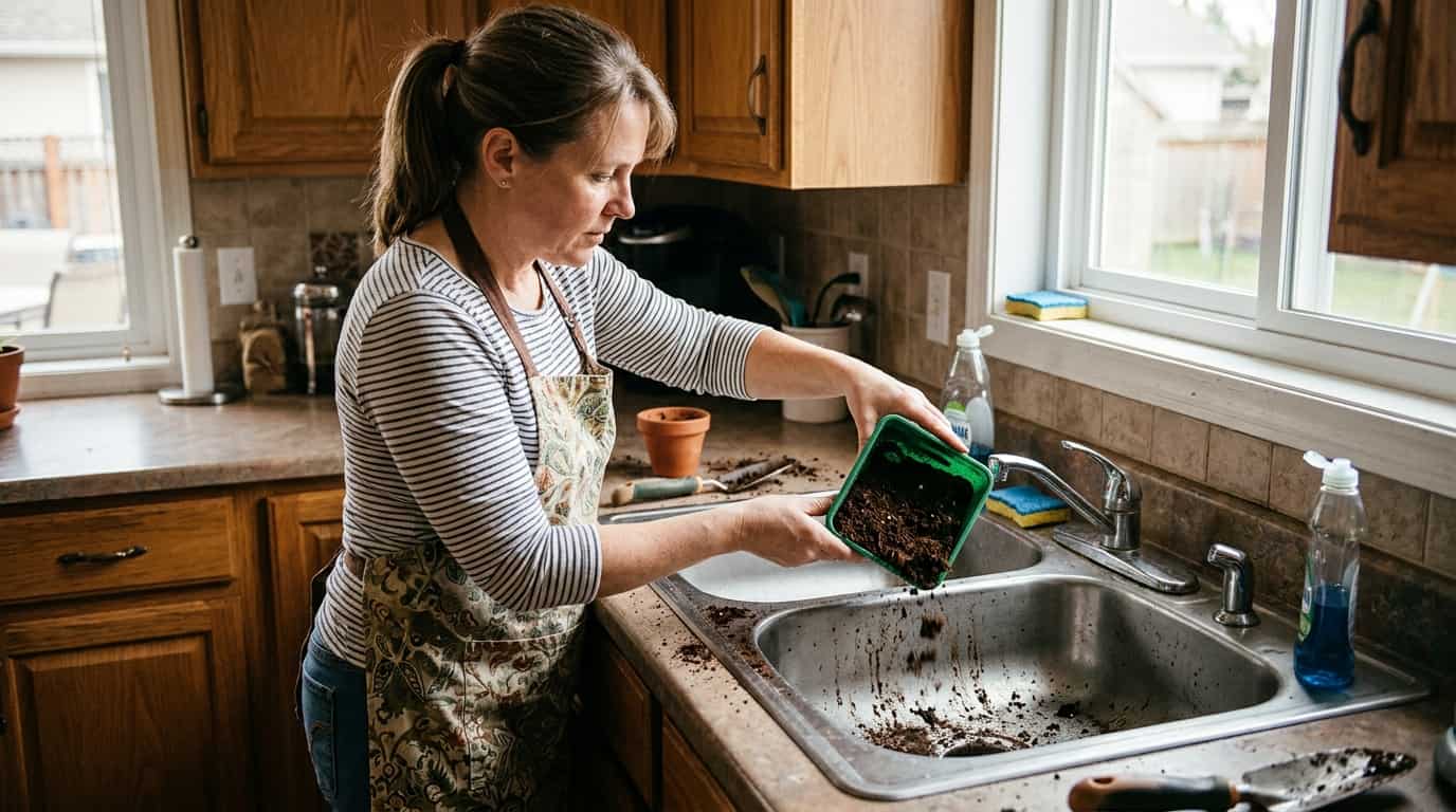 Mugre y grasa acumulada tapando la pileta de cocina