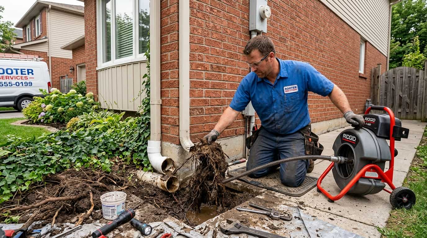 Raíces obstruyendo una cañería cloacal detectadas por video inspección
